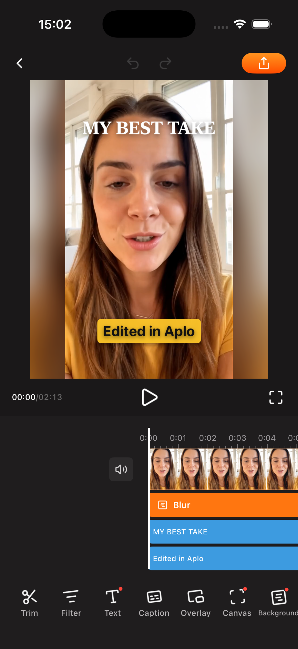 CuePrompter video editor with a preview, timeline, text layers, and editing tools